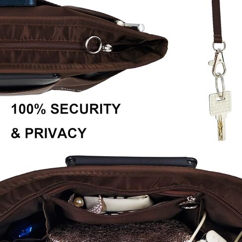 Time Wing Purse Organizer Insert Tote Handbag Organizer Pocketbook Divider Bag in Bag Shaper Liner Multi Pockets Compartments Zippers Key Chain Medium Beige in Kuwait