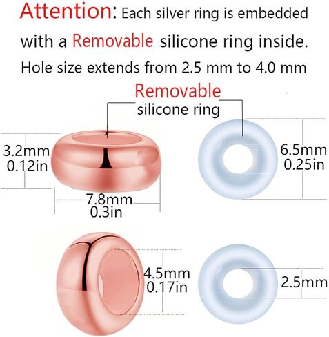 LAMOONY Clip Stopper Charms Sterling Silver Rondelle Spacer Bead for Bracelets (Silver)… in Kuwait