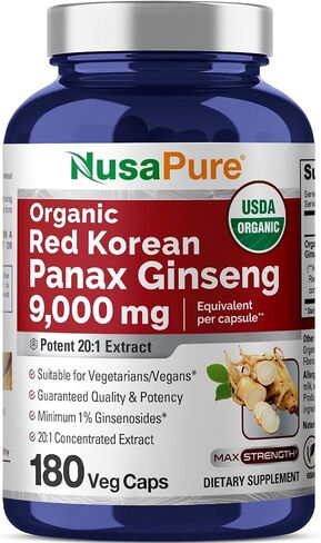 NusaPure Red Korean Panax Ginseng 4,800mg 200 Veggie Caps (Non-GMO, Extract 12:1 & Gluten-Free) in Saudi Arabia