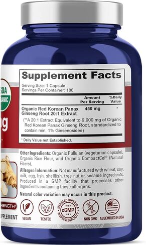 NusaPure Red Korean Panax Ginseng 4,800mg 200 Veggie Caps (Non-GMO, Extract 12:1 & Gluten-Free) in Saudi Arabia