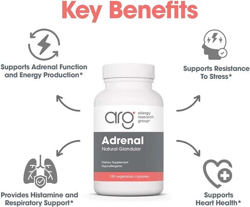Allergy Research Group - Adrenal Glandular - Stress, Energy, Adrenal Support - 150 Vegicaps in Saudi Arabia