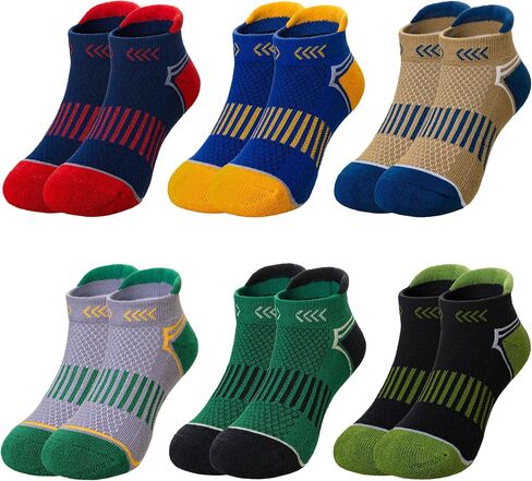 Eyean Boys Athletic Half Cushioned Ankle Socks Kids Cotton Sport Low Cut Socks 6 Pairs in Kuwait