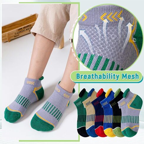 Eyean Boys Athletic Half Cushioned Ankle Socks Kids Cotton Sport Low Cut Socks 6 Pairs in Kuwait