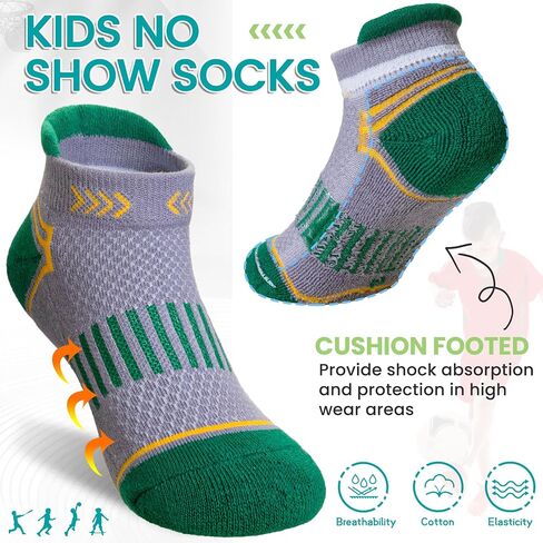 Eyean Boys Athletic Half Cushioned Ankle Socks Kids Cotton Sport Low Cut Socks 6 Pairs in Kuwait