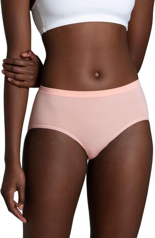 Fruit of The Loom Women's No Show Seamless Underwear, Amazing Stretch & No Panty Lines, Available in Plus Size, Nylon-Low Rise Brief-6 Pack-Colors May Vary, 8 in Saudi Arabia