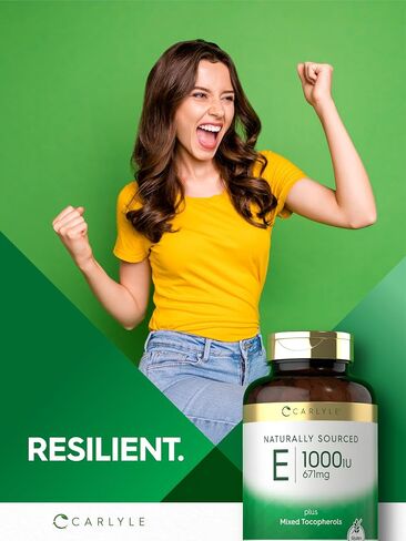 Carlyle Vitamin E Plus Mixed Tocopherols | 1000 IU (671mg) | 150 Softgels | Non-GMO and Gluten Free Formula | Naturally Sourced Vitamin E Supplement in Saudi Arabia