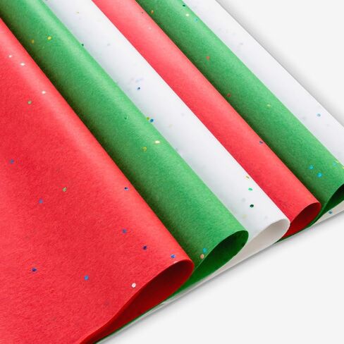 Plum Designs Christmas Tissue Paper for Gifts- 300 Sheets Bulk Christmas Wrapping Paper- White, Green, and Red Tissue Paper for Gift Bags, Holiday Tissue Paper Bulk 20" x 20", 300 Sheets in Kuwait