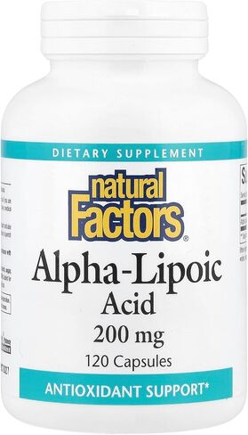 Natural Factors, Alpha-Lipoic Acid 200 mg, Antioxidant Support to Help Maintain Glucose Levels Already in a Normal Range, 120 Capsules (120 Servings) in Saudi Arabia
