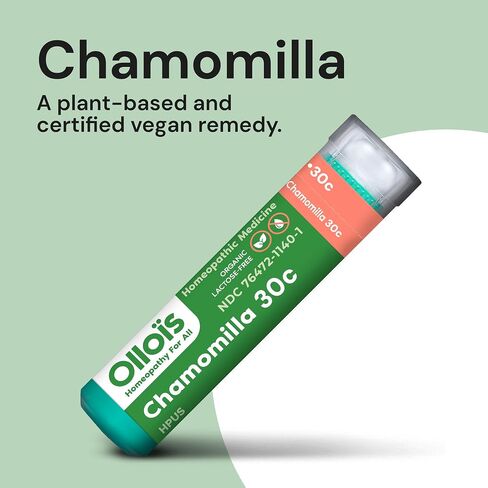 OLLOIS Chamomilla 30c Organic, Lactose-Free Homeopathic Medicine, 80 Pellets (Pack of 1) in Saudi Arabia