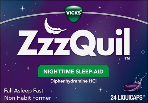 ZzzQuil, كبسولات سائلة للمساعدة على النوم أثناء الليل، 25 مجم ديفينهيدرامين حمض الهيدروكلوريك، العلامة التجارية رقم 1 للمساعدة على النوم، غير معتاد، منعش للاستيقاظ، 24 كبسولة سائلة in Saudi Arabia