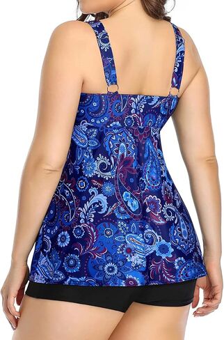 Holipick Black Plus Size Two Piece Tankini Swimsuits for Women Tummy Control Bathing Suits Scoop Neck Tankini Top with Boy Shorts in Saudi Arabia