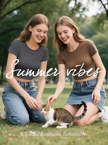 4 Pack Women's Basic Tight Short Sleeve Women Cute Trendy Crop Tops Scoop Neck Crop for Women or Teen Girls in Kuwait