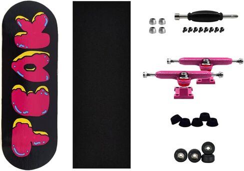 Teak Tuning Complete Fingerboard Happy Tacos Edition - Premium, Heat Transfer Graphic - Pro Shape & Size - Bearing Wheels, Pro Trucks, 61A Pro Duro Bushings - 32mm x 97mm Deck in Saudi Arabia