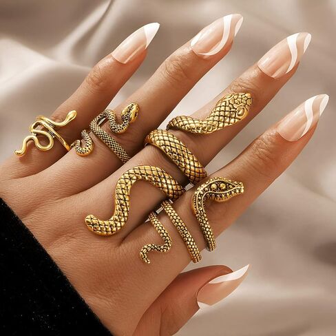 41Pc Fashion Boho Knuckle Rings Set for Women Girls Men, Vintage Retro Crystal Bohemian Midi Rings, Joint Nail Band Cuff Toe Statement Finger Rings, Snake Octopus Elephant Feather (41 Pcs a set) in Kuwait