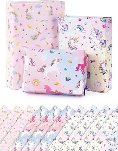 WERNNSAI Dinosaur Christmas Wrapping Paper 10 SHEETS Pink Christmas Flat Dinosaur Wrapping Paper Christmas Gift Wrap Fold Christmas Paper Holiday Girls Birthday Wrapping Paper in Saudi Arabia