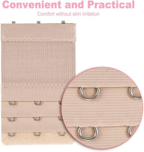 Anydzz 6Pcs Comfortable Bra Extender, Bra Extension with Storage Case, Soft and Elastic Bra Closure Extension for all Common Bra Models, Black, White or Beige, 2/4 Hook 3 Rows to Choose in Kuwait