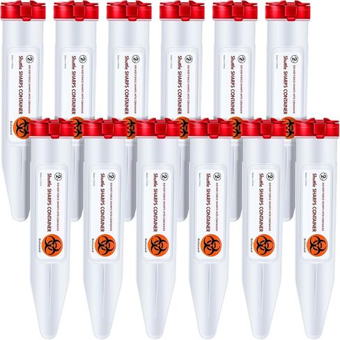 24 Pieces Travel Sharps Container Disposal Transportable Sharps with Locking Mechanism Needle Disposal Containers Small Sharps Container Single Use Transportable Container, 6.5 x 1.38 Inches in Saudi Arabia
