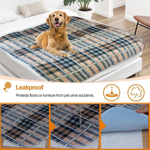 Washable Incontinence Bed Pads Waterproof Absorbent Quilted Bed Wetting Protection Pad Reusable Durable Underpads for Adults Kids Elderly Plaid 32x36in 1PCS in Kuwait