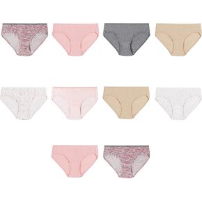 Hanes الفتيات Hanes سراويل داخلية بدون علامات قطن 100% للفتيات، متوفرة 10 و20 قطعة ملابس داخلية على طراز بيكيني، متنوعة، الولايات المتحدة in Kuwait