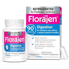 Florajen Digestion Probiotics, Gut Health Supplement with Constipation and Bloating Relief for Adults, 90 Count (Refrigerated)