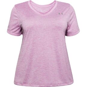 Under Armour Women's Plus Size Tech Short-Sleeve V-Neck-Twist, (600) Dark Maroon / / Metallic Silver, 3X in Saudi Arabia
