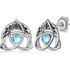 أقراط Daixiya سلتيك للنساء 925 من الفضة الإسترليني الأيرلندية Moonstone سلتيك عقدة أقراط أيرلندا مجوهرات هدايا للنساء الفتيات المراهقات in Kuwait