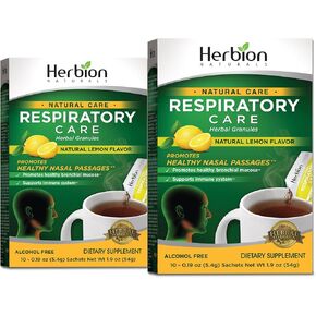 Herbion Naturals Respiratory Care Herbal Granules – 10 Ct for The Whole Family – Promotes Healthy Nasal Passages & Respiratory Function - Relieves Cold and Flu Symptoms – Supports Immune System in Saudi Arabia