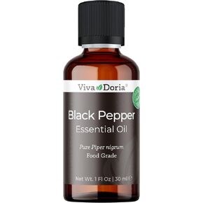 Viva Doria 100% Pure Black Pepper Essential Oil, Undiluted, Food Grade, 30 mL (1 Fluid Ounce
