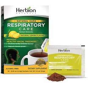 Herbion Naturals Respiratory Care Granules With Natural Lemon Flavor, 10 count sachet - Help Relieve Cold and Flu Symptoms, Promote Healthy Respiratory Function, Optimize Immune System