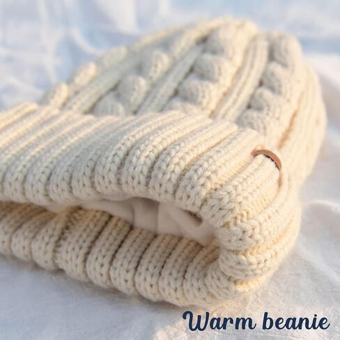 Camptrace Fleece Lined Cable Knit Winter Hats for Women Beanie Hat Warm Snow Ski Skull Cap Beige in Saudi Arabia