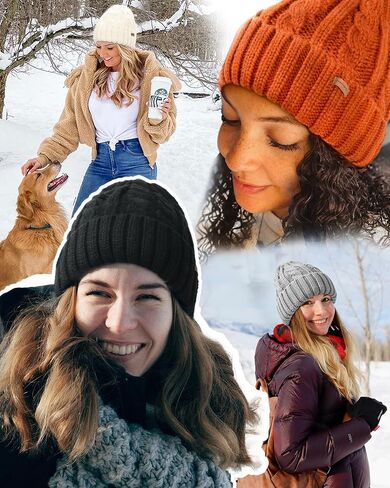 Camptrace Fleece Lined Cable Knit Winter Hats for Women Beanie Hat Warm Snow Ski Skull Cap Beige in Saudi Arabia