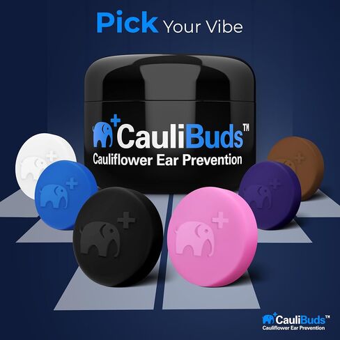 CauliBuds™ Cauliflower Ear Magnets - Premium Silicone Magnet Compression Kit for Cauliflower Ear Prevention & Treatment in BJJ, Wrestling, MMA, & Rugby - Minimize Ear Draining (Black) in Kuwait