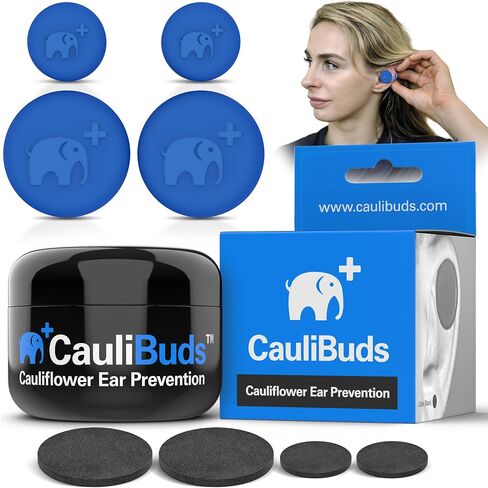 CauliBuds™ Cauliflower Ear Magnets - Premium Silicone Magnet Compression Kit for Cauliflower Ear Prevention & Treatment in BJJ, Wrestling, MMA, & Rugby - Minimize Ear Draining (Black) in Kuwait