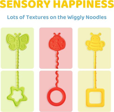 ألعاب ليكي مونتيسوري للطفل بعمر 1+ سنة، ألعاب حسية للأطفال الصغار 1-3 سنوات، خيوط تسنين من السيليكون للأطفال، لعبة سفر لعمر 18 شهرًا فما فوق، هدية لحفلة استقبال المولود الجديد وكرسي سيارة مرتفع (ألوان زاهية) in Kuwait