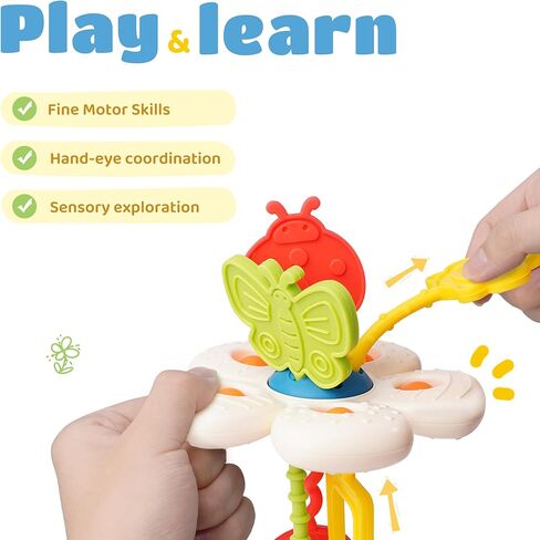 ألعاب ليكي مونتيسوري للطفل بعمر 1+ سنة، ألعاب حسية للأطفال الصغار 1-3 سنوات، خيوط تسنين من السيليكون للأطفال، لعبة سفر لعمر 18 شهرًا فما فوق، هدية لحفلة استقبال المولود الجديد وكرسي سيارة مرتفع (ألوان زاهية) in Kuwait