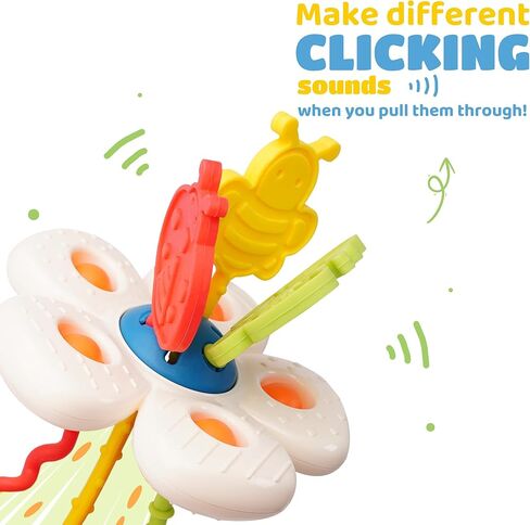 ألعاب ليكي مونتيسوري للطفل بعمر 1+ سنة، ألعاب حسية للأطفال الصغار 1-3 سنوات، خيوط تسنين من السيليكون للأطفال، لعبة سفر لعمر 18 شهرًا فما فوق، هدية لحفلة استقبال المولود الجديد وكرسي سيارة مرتفع (ألوان زاهية) in Kuwait