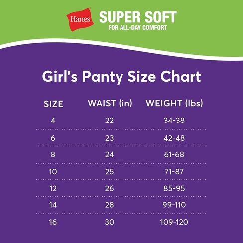Hanes الفتيات Hanes سراويل داخلية بدون علامات قطن 100% للفتيات، متوفرة 10 و20 قطعة ملابس داخلية على طراز بيكيني، متنوعة، الولايات المتحدة in Kuwait
