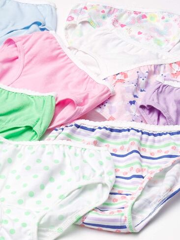 Hanes الفتيات Hanes سراويل داخلية بدون علامات قطن 100% للفتيات، متوفرة 10 و20 قطعة ملابس داخلية على طراز بيكيني، متنوعة، الولايات المتحدة in Kuwait