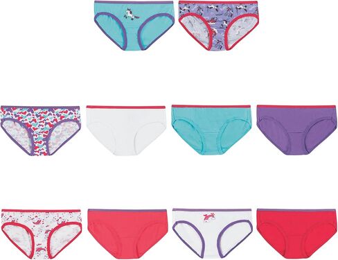 Hanes الفتيات Hanes سراويل داخلية بدون علامات قطن 100% للفتيات، متوفرة 10 و20 قطعة ملابس داخلية على طراز بيكيني، متنوعة، الولايات المتحدة in Kuwait