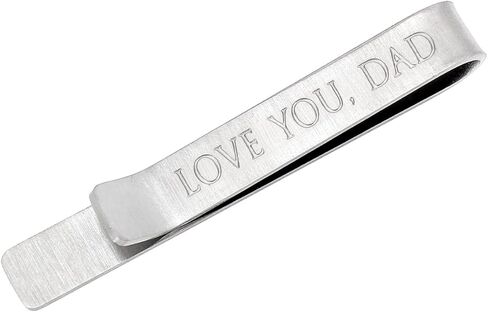 kilofly Men's Hidden Message"LOVE YOU, DAD" شريط ربطة عنق فاخر 2 بوصة فضي in Kuwait