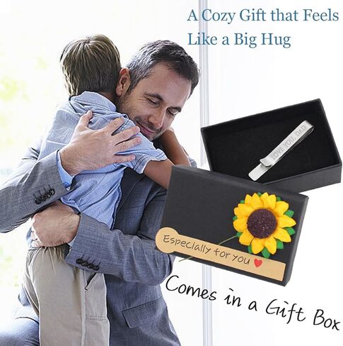 kilofly Men's Hidden Message"LOVE YOU, DAD" شريط ربطة عنق فاخر 2 بوصة فضي in Kuwait