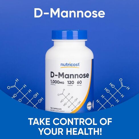 Nutricost D-Mannose 1000mg Per Serving, 120 Capsules - 500mg Per Capsule, Urinary Tract Health, Non-GMO and Gluten Free in Saudi Arabia