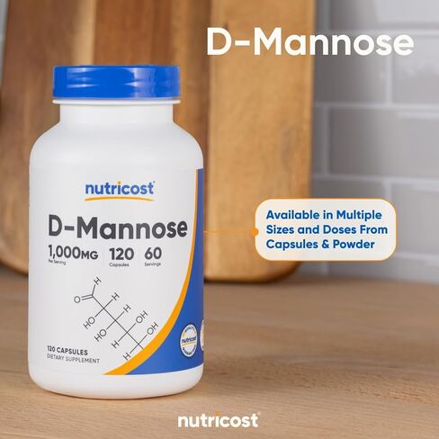Nutricost D-Mannose 1000mg Per Serving, 120 Capsules - 500mg Per Capsule, Urinary Tract Health, Non-GMO and Gluten Free in Saudi Arabia