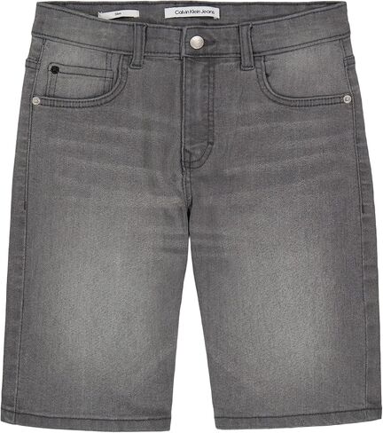 Calvin Klein Boys' Relaxed Fit Denim Shorts, 5-Pocket Style & Zipper Closure, Black, 18 in Saudi Arabia