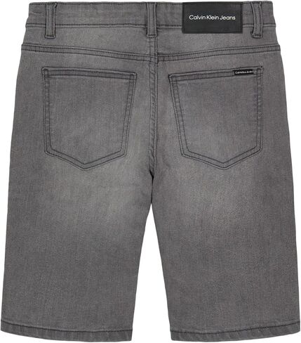 Calvin Klein Boys' Relaxed Fit Denim Shorts, 5-Pocket Style & Zipper Closure, Black, 18 in Saudi Arabia