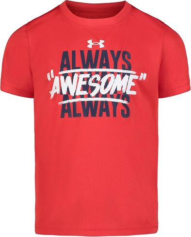 قميص للأولاد بأكمام قصيرة من Under Armour، رقبة مستديرة، خفيف الوزن ومسامي، ملتوي بالشاشة الخضراء in Saudi Arabia