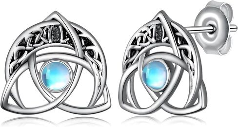 أقراط Daixiya سلتيك للنساء 925 من الفضة الإسترليني الأيرلندية Moonstone سلتيك عقدة أقراط أيرلندا مجوهرات هدايا للنساء الفتيات المراهقات in Kuwait