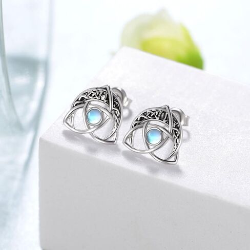 أقراط Daixiya سلتيك للنساء 925 من الفضة الإسترليني الأيرلندية Moonstone سلتيك عقدة أقراط أيرلندا مجوهرات هدايا للنساء الفتيات المراهقات in Kuwait