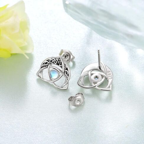 أقراط Daixiya سلتيك للنساء 925 من الفضة الإسترليني الأيرلندية Moonstone سلتيك عقدة أقراط أيرلندا مجوهرات هدايا للنساء الفتيات المراهقات in Kuwait