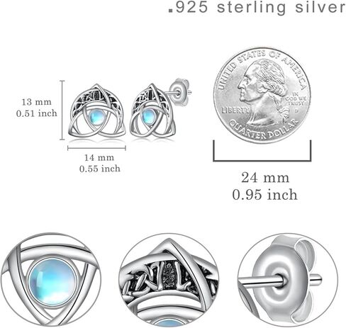 أقراط Daixiya سلتيك للنساء 925 من الفضة الإسترليني الأيرلندية Moonstone سلتيك عقدة أقراط أيرلندا مجوهرات هدايا للنساء الفتيات المراهقات in Kuwait